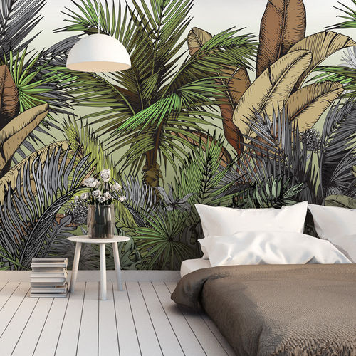Papel de parede contemporâneo - PALM COLOR PC2708 - LGD01 décor mural sur mesure - com natureza / com padrão floral / panorâmico