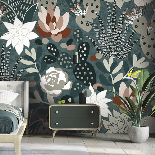 Papel de parede de estilo escandinavo - SUCCULENTE ST6708 - LGD01 décor mural sur mesure - com natureza / com padrão floral / panorâmico