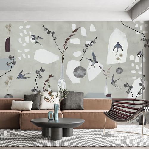 Papel de parede contemporâneo - PAMPA - LGD01 décor mural sur mesure - com natureza / com padrão floral / efeito de tecido