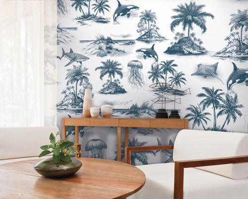 Papel de parede clássico - ATOLL - LGD01 décor mural sur mesure - com natureza / com animais / padrão Toile de Jouy