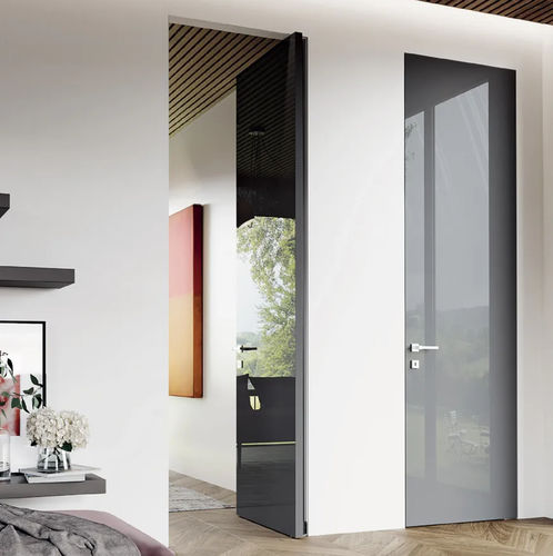 Porta interna - Minima Bidirectional CL - Bertolotto Porte - em MDF / em vidro / tipo vaivém