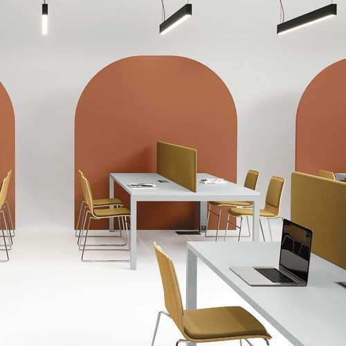 Mesa de conferências contemporânea - CAMPUS STUDIO - Aresline - em laminado / com base metálica / retangular