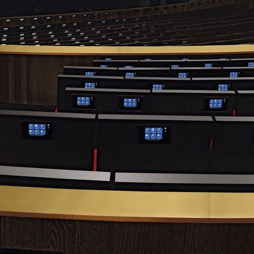 Poltrona de auditório contemporânea - MULTIMEDIA - Aresline - em tecido / dobrável / multimídia