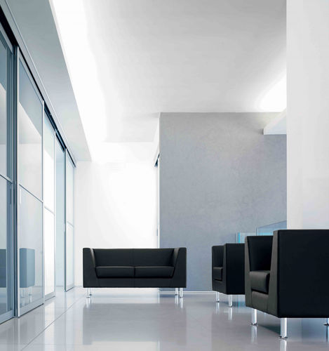 Poltrona para interlocutor design - NAXOS - Aresline - em couro / estofada / cinza