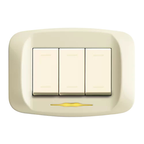 Interruptor com botão de pressão - BLANC S45 - Ave - de embutir / triplo / contemporâneo