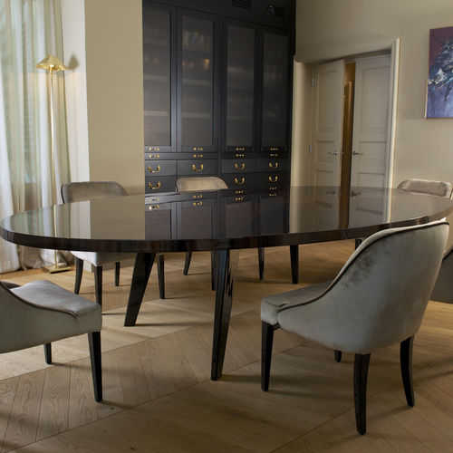 Mesa de jantar contemporânea - HARRY - DOM edizioni - em madeira laqueada fosca / em ébano de Macassar / em madeira laqueada brilhante