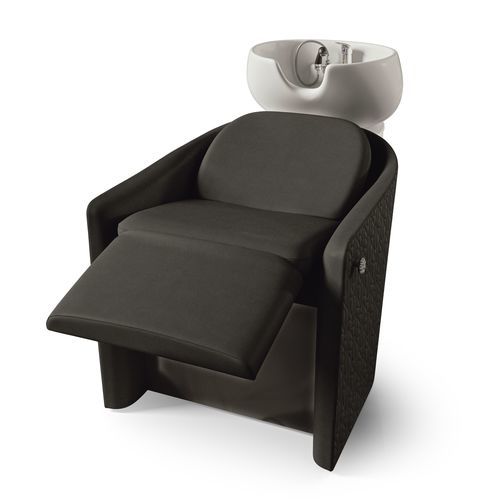 Lavatório de cabeleireiro com apoio para pés - TUDOR WASH SHIATSU - Gamma & Bross - em couro sintético / em cerâmica / de 1 lugar