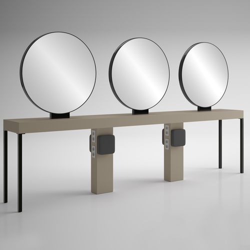 Penteadeira contemporâneo - ILOT RONDE 6P BLACK - Gamma & Bross - laminado / freestanding / para salão de beleza