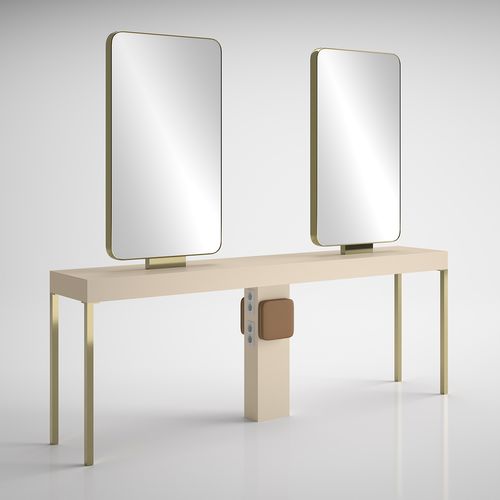 Penteadeira contemporâneo - ILOT CARRÉ 4P GOLD - Gamma & Bross - laminado / freestanding / para salão de beleza