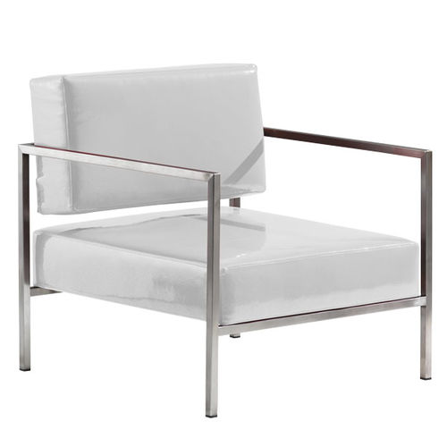 Poltrona contemporânea - VINCENT 85A - FIAPP - em couro sintético / em inox escovado / personalizável