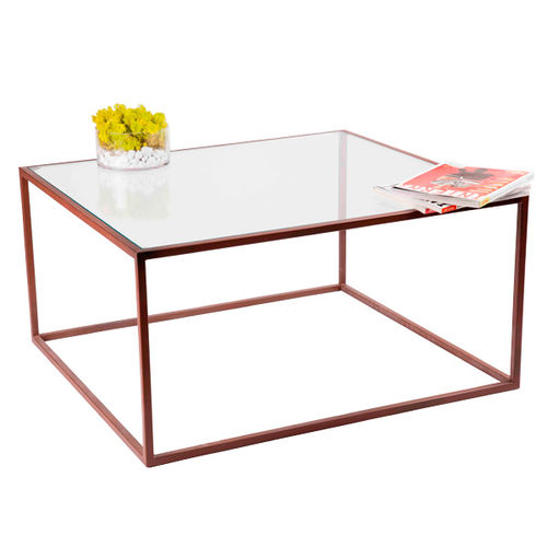 Mesa de centro contemporânea - PURE T18 - FIAPP - em vidro / com base em aço inoxidável / quadrada