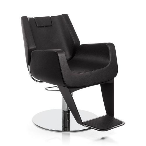 Poltrona de barbeiro em couro sintético - BOSS LIGHT - Nelson Mobilier - com apoio para pés / com pé central / com bomba hidráulica
