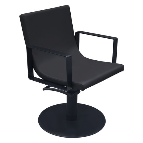 Poltrona de cabeleireiro contemporânea - IRON BLACK - Nelson Mobilier - em couro sintético / com bomba hidráulica / preta