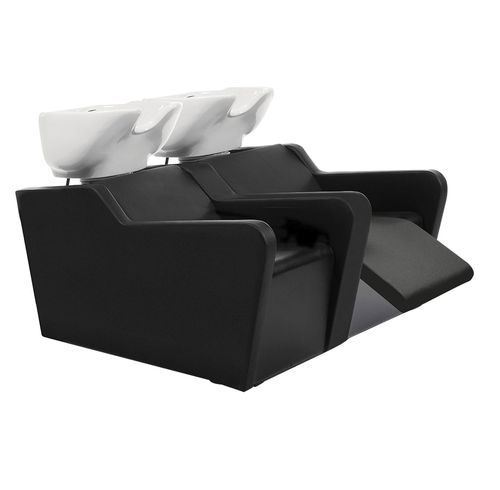 Lavatório de cabeleireiro com apoio para pés - TOPWASH ECO 2P - Nelson Mobilier - em couro sintético / em cerâmica / de 2 lugares