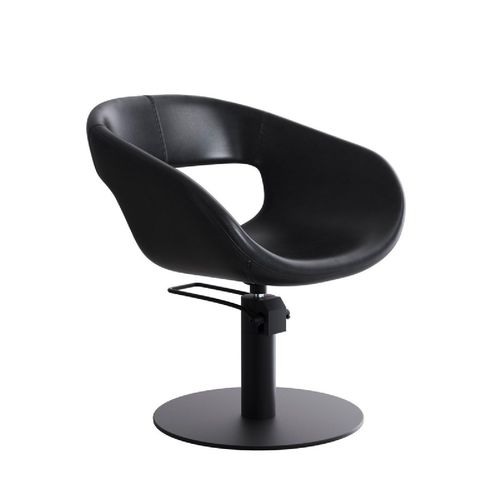Poltrona de cabeleireiro em couro sintético - MELLO - Nelson Mobilier - preta / da linha comercial / com base em metal pintado