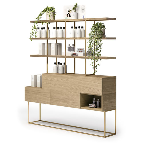 Expositor para produtos de beleza - FLORA - VEZZOSI - em aço pintado / em plástico / com 1 lado