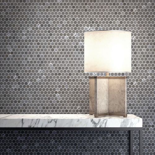 Pastilhas para ambiente interno - HEX STONEGLASS BLENDS - ONIX Mosaico - para piscina / de parede / em vidro