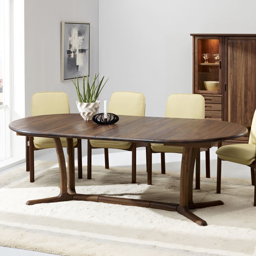 Mesa de jantar de design escandinavo - 9275G/2 - dyrlund - em nogueira / com base em nogueira / redonda