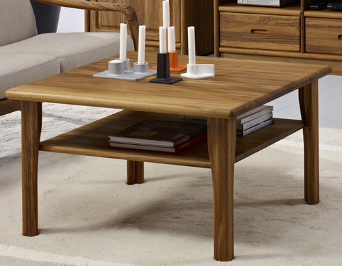 Mesa de centro de design escandinavo - 1254-85x85 - dyrlund - em teca / com base em teca / quadrada