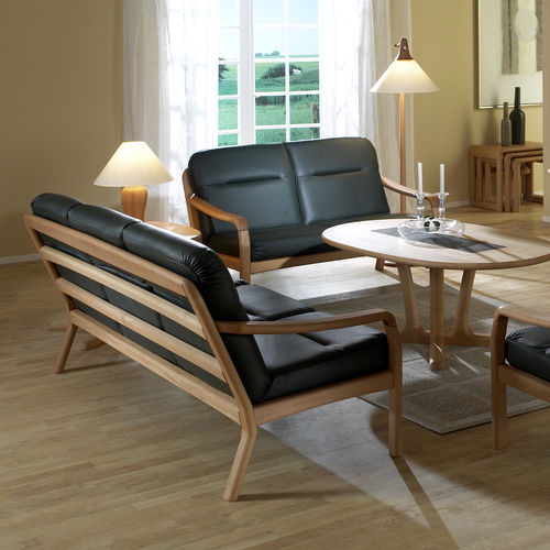 Sofá de design escandinavo - 1250 series - dyrlund - em couro / com braços / com almofada removível
