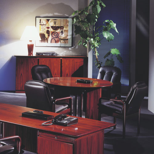 Mesa de conferências moderna - APOLLO 6030/4 - dyrlund - em pau-rosa / com base em pau-rosa / redonda