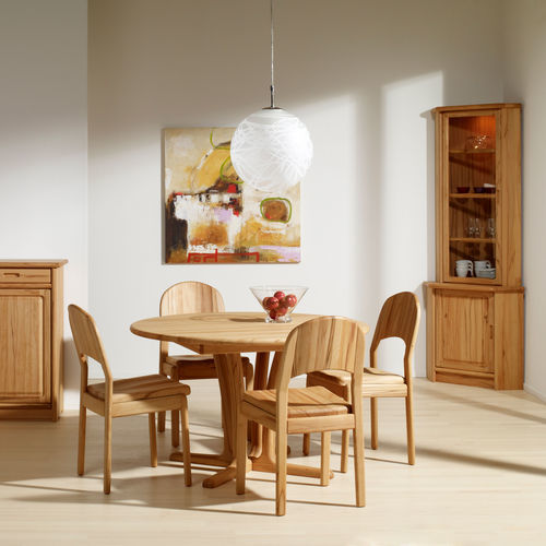 Mesa de jantar de design escandinavo - 9275G - dyrlund - em carvalho / com base em madeira / redonda
