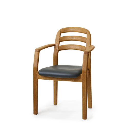 Cadeira de sala de jantar de design escandinavo - 1591A - dyrlund - para ambiente interno / em couro / com base em madeira