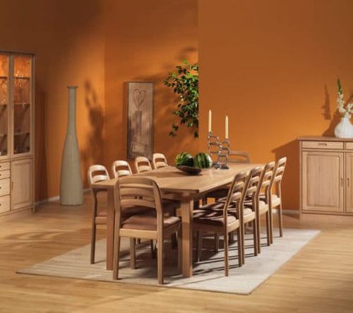 Mesa de jantar de design escandinavo - 1248K-240 - dyrlund - em carvalho / com base em carvalho / retangular