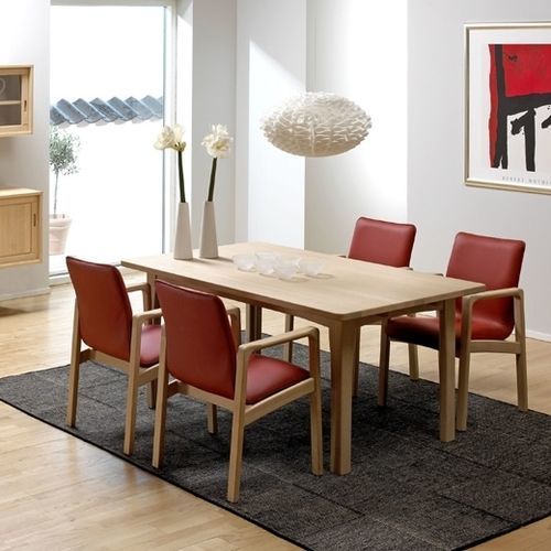 Mesa de jantar de design escandinavo - 1248-160K - dyrlund - em carvalho / com base em carvalho / retangular