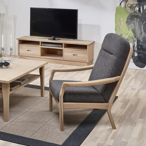 Poltrona de estilo escandinavo - 1260H - dyrlund - em tecido / em couro / em carvalho