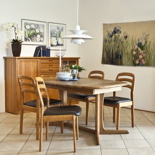 Mesa de jantar tradicional - 9224C/1 - dyrlund - em teca / com base em teca / oval