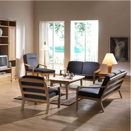 Sofá de design escandinavo - 1260K  - dyrlund - em tecido / em carvalho / preto