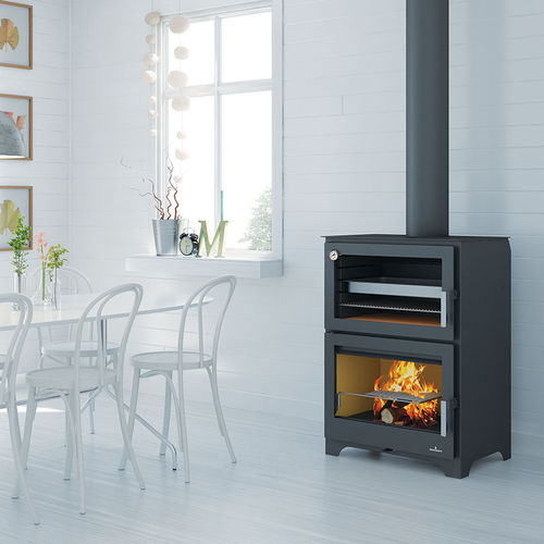 Salamandra a lenha - MURANO - Bronpi - 14 kW / de piso / contemporânea