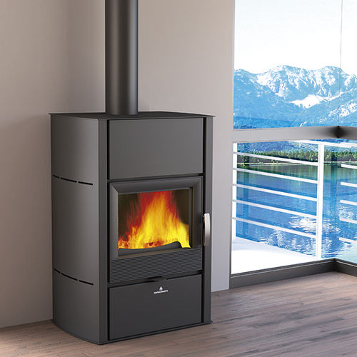 Salamandra com caldeira a lenha - HYDRONOVA PLUS - Bronpi - 10 kW–20 kW / contemporânea / em aço