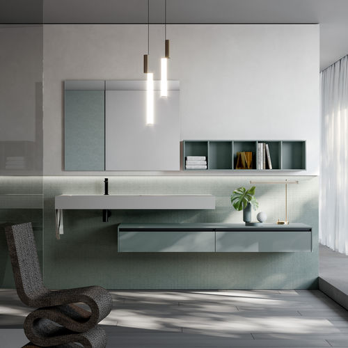 Móvel de banheiro contemporâneo - SENSE - IDEAGROUP - em madeira laqueada fosca / em madeira laqueada / em teca