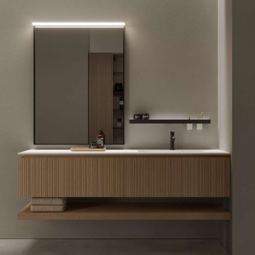Gabinete de banheiro suspenso - VIACONDOTTI: 03 - IDEAGROUP - em madeira / em Corian® / contemporâneo