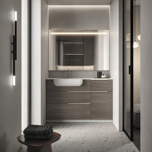 Gabinete de banheiro de piso - MY TIME 13 - IDEAGROUP - em madeira / contemporâneo / com porta