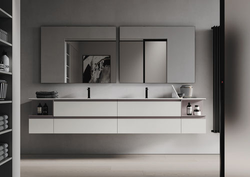 Gabinete de banheiro duplo - MY TIME 14 - IDEAGROUP - de parede / em Corian® / contemporâneo