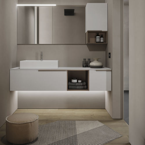 Móvel de banheiro com iluminação embutida - MY TIME 17 - IDEAGROUP - contemporâneo / da linha residencial / em madeira