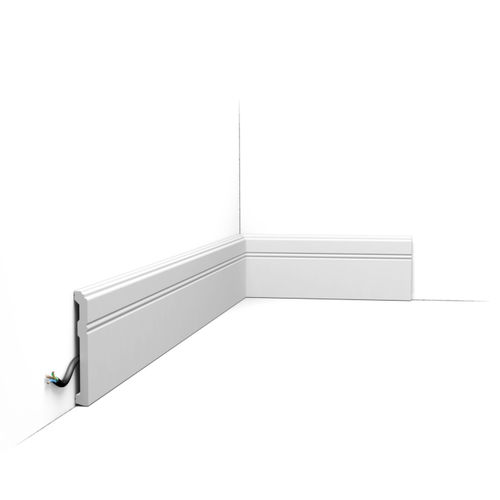 Rodapé branco - SX105 - Orac Decor® - em polímero / para meia parede / para cablagem elétrica