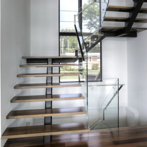 Escada em U - VERTEBRAL 2440-1  - BATTIG DESIGN - com degraus em madeira / com estrutura em aço inoxidável / contemporânea