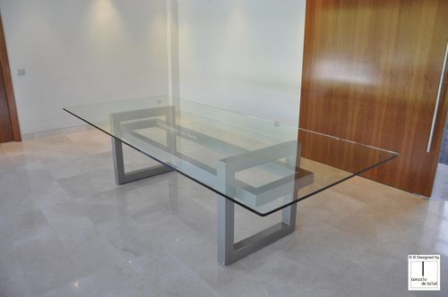 Mesa de reunião contemporânea - DIANA : CONFENRENCE - GONZALO DE SALAS - em cristal / em ferro / em metal laqueado