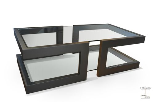 Mesa de centro contemporânea - LISA - GONZALO DE SALAS - em cristal / em ferro / em metal laqueado