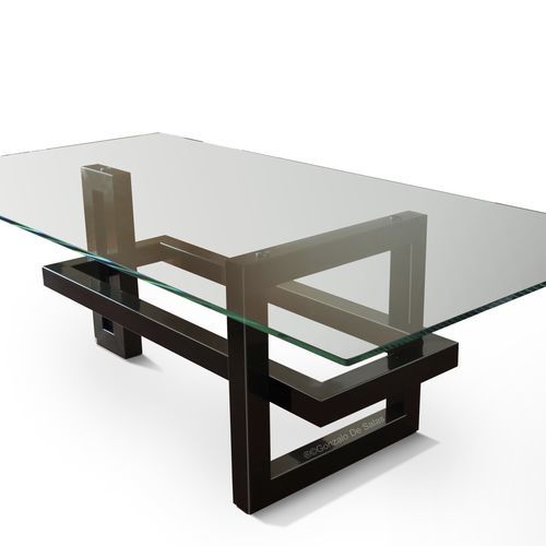 Mesa de jantar contemporânea - IOS - GONZALO DE SALAS - em vidro / com base em aço inoxidável / com base metálica laqueada