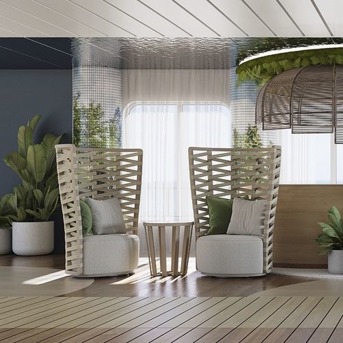 Poltrona contemporânea - GALAPAGOS ICONIC 900 - Adriana Hoyos - em tecido / em madeira / com almofada removível
