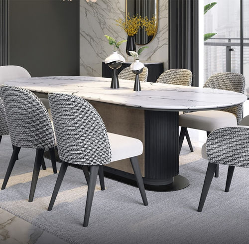 Mesa de jantar contemporânea - GEM 101 - Adriana Hoyos - em madeira / em mármore / em quartzito