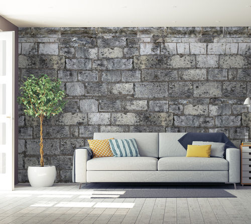 Papel de parede de estilo industrial - BM187 - In Création - estampado / efeito de tijolo / cinza