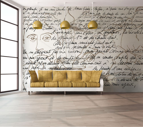 Papel de parede clássico - PROUST SUR BLANC D166 - In Création - padrão com esboço / com motivos impressos