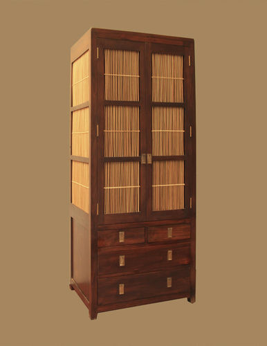 Guarda-roupa de estilo - MATAHATI - em teca / em bambu / com portas de abrir