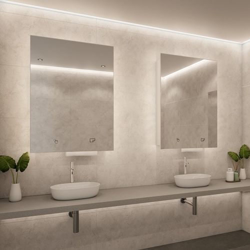 Espelho para banheiro de parede - Venesta - da linha comercial / contemporâneo / retangular